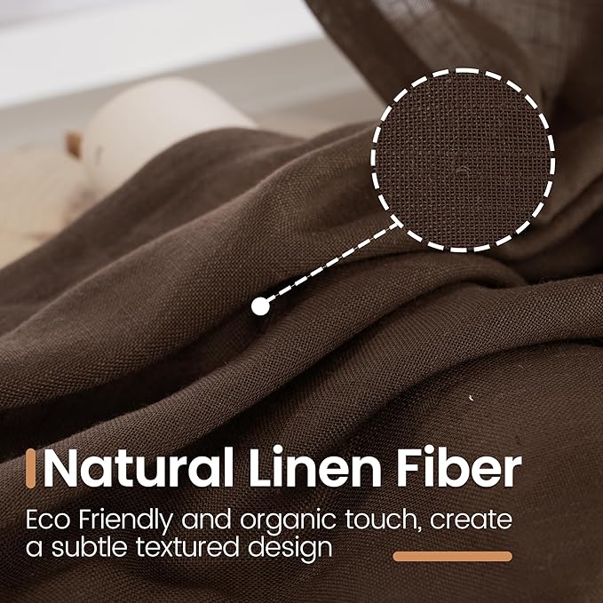BGment Brown Linen Curtains 72 Inches Long - Image 3
