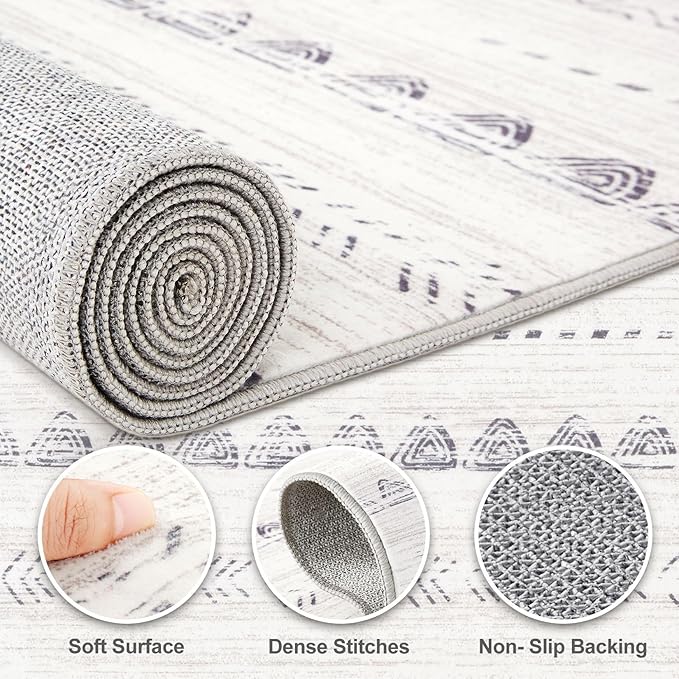 Nakagishi 7x9 Area Rug Living Room: Washable Boho Large Neutral Soft Farmhouse - Image 3