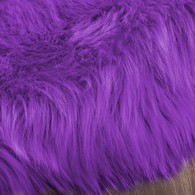 Latepis Bedroom Shag 4x6 Rug Purple Shaggy Fluffy Faux Fur Rug Machine Washable - Image 7