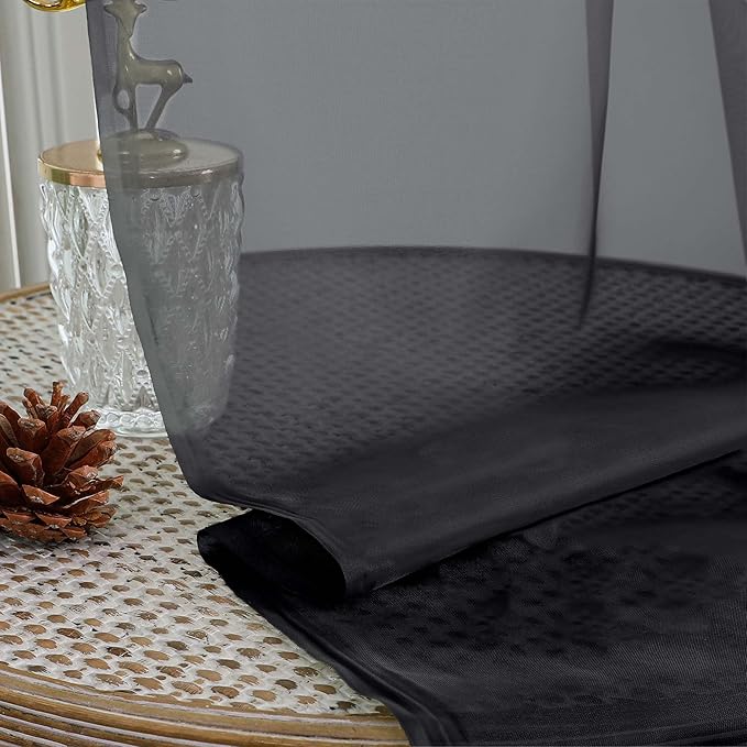 Chyhomenyc Black Sheer Curtains 78 Inches Long 2 Panels Set - Image 2