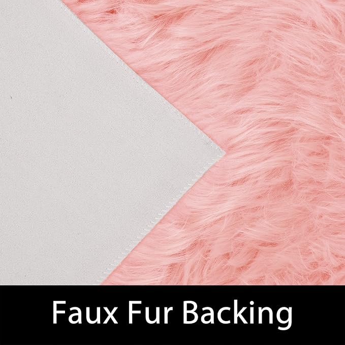 Latepis Pink Rugs for Living Room Shag 6x8 Faux Fur Sheepskin Rug for Sofa - Image 3