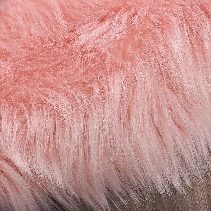 Latepis Round Pink Faux Sheepskin Fur Rug Circle Rugs 4ft Soft Fluffy Rugs - Image 6