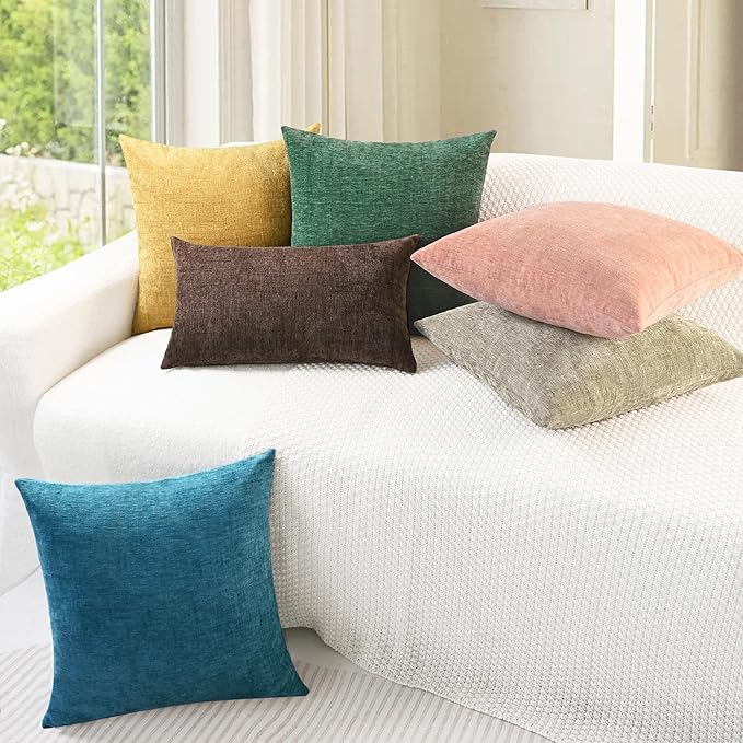CaliTime Throw Pillow Covers Decorative 12 X 20 Inches Pack of 2 Cozy Chenille - Image 5