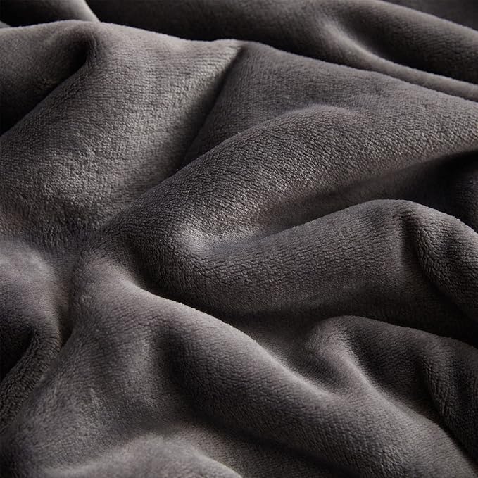 KMUSET Fleece Blanket Twin Size Dark Grey Lightweight Throw Blanket Super Soft - Image 5