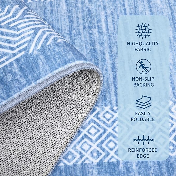 GarveeHome 2x6 Modern Bordered Runner Rug Soft Non Slip Washable Floor Carpet - Image 4