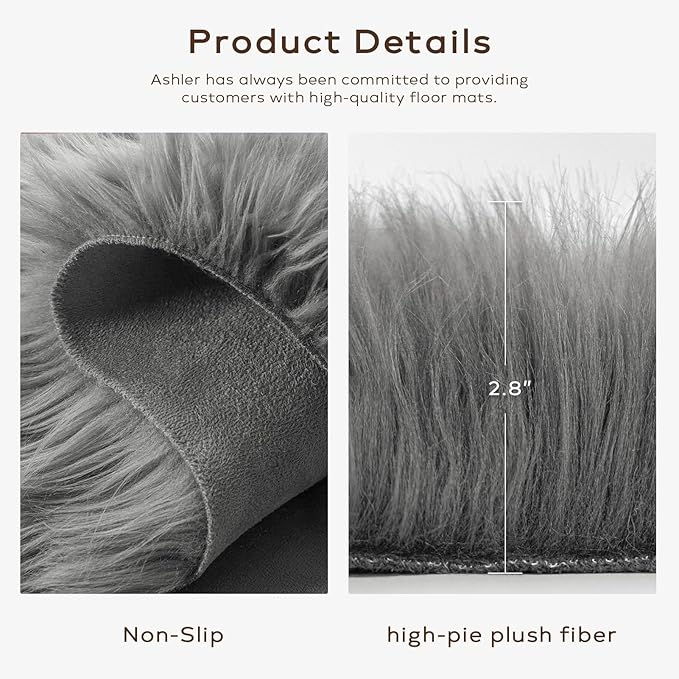 Ashler Faux Fur Rug, Fluffy Shaggy Area Rug Ultra Soft 2 x 3 Feet Sheepskin Fur - Image 6