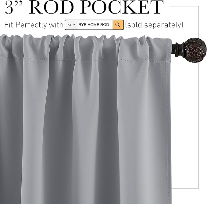RYB HOME Blackout Curtains for Bedroom 84 inches Long 2 Panels Set, Privacy - Image 3
