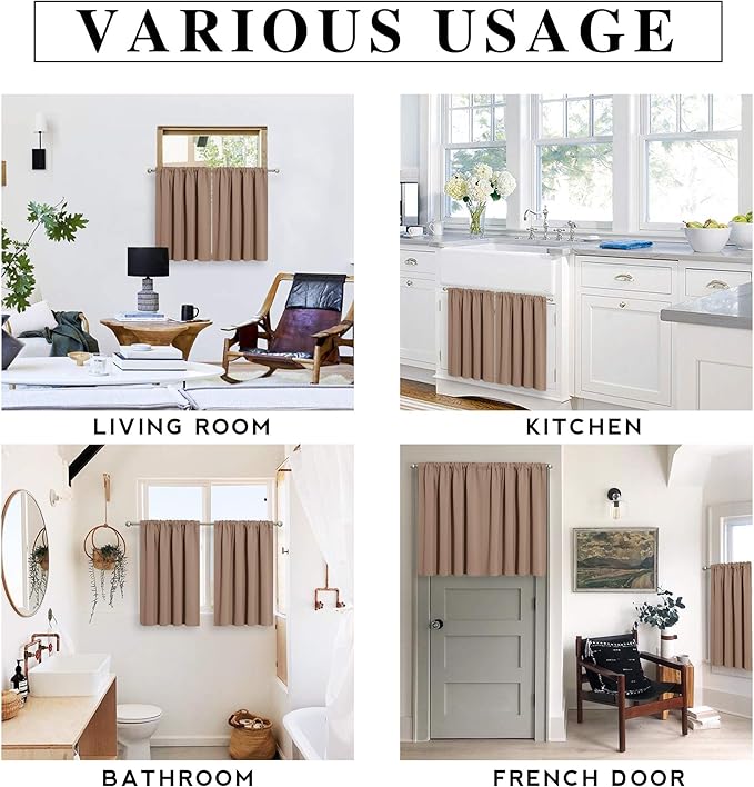 RYB HOME Short Mocha Blackout Curtains - Image 7