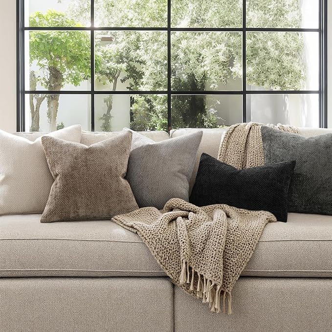 MIULEE Pack of 2 Couch Throw Pillow Covers 16x16 Inch Neutral Beige Modern Boho - Image 3