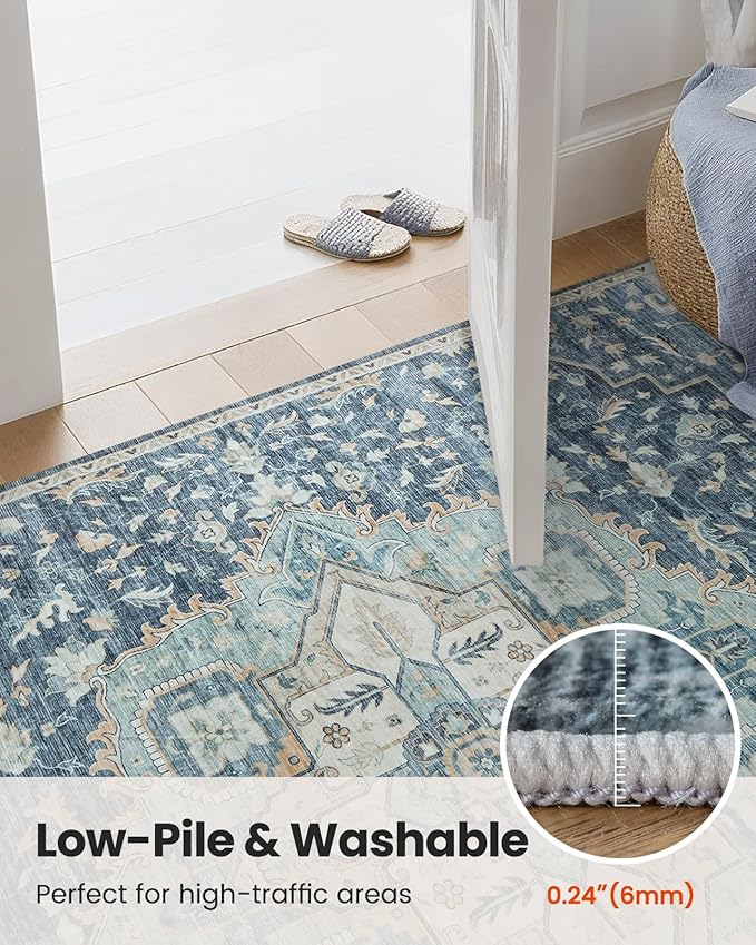 AMADA HOMEFURNISHING 2'6"x8' Washable Area Rug, Low-Profile Entryway Rug - Image 8