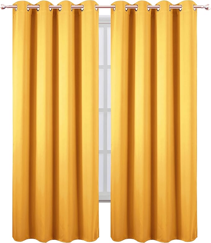 LEMOMO Yellow Thermal Blackout Curtains/52 x 95 Inch/Set of 2 Panels Room - Image 2