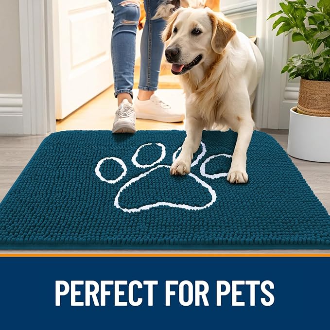 OLANLY Dog Door Mat for Muddy Paws 47x32, Paw Print Design, Absorbs Moisture - Image 6