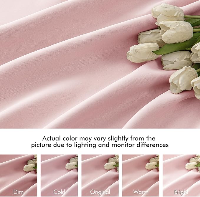 MIULEE Baby Pink Back Tab Blackout Curtains 84 Inch Length 2 Panels Set - Image 8