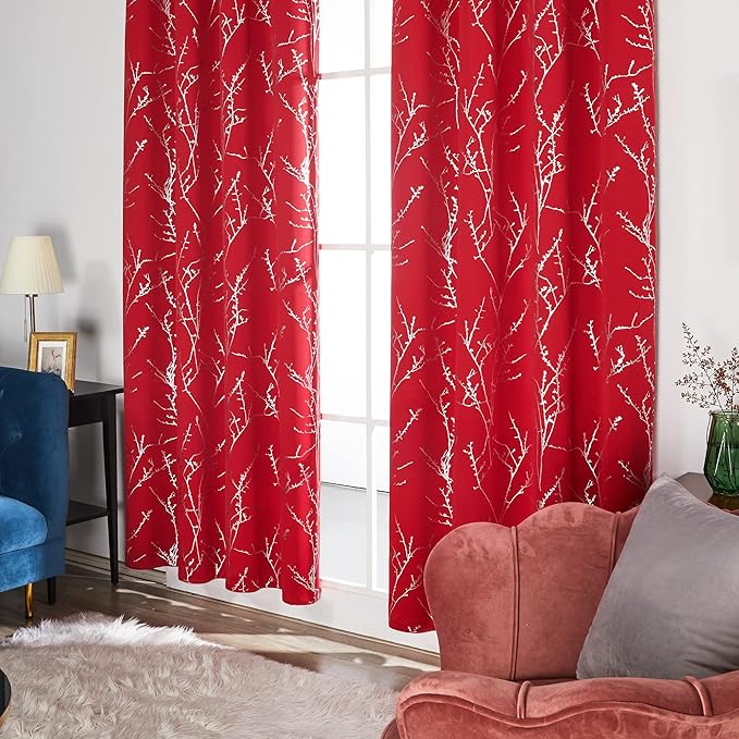 Deconovo Christmas Red Curtains, Soundproof Curtain, 42 x 63 Inch Long - Image 4