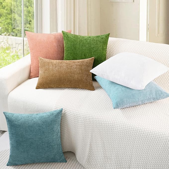 CaliTime Throw Pillow Covers Decorative 18 X 18 Inches Pack of 2 Cozy Chenille - Image 4