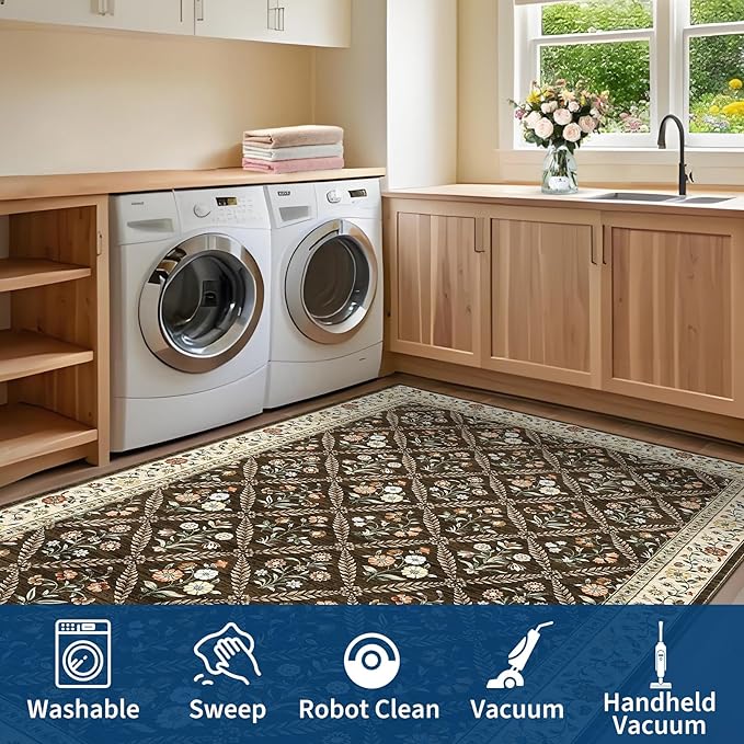 GarveeHome 8x10 Washable Large Living Room Rug Water Resistant Distressed - Image 7