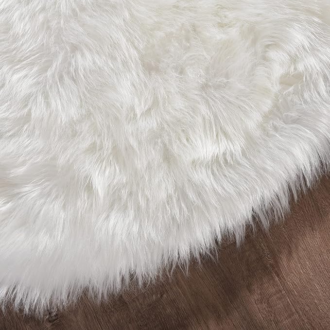 Goolela White Sheepskin Area Rug 5x8 Fluffy Faux Fur Fuzzy Furry Carpet - Image 6