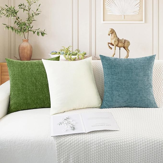 CaliTime Throw Pillow Covers Decorative 18 X 18 Inches Pack of 2 Cozy Chenille - Image 5