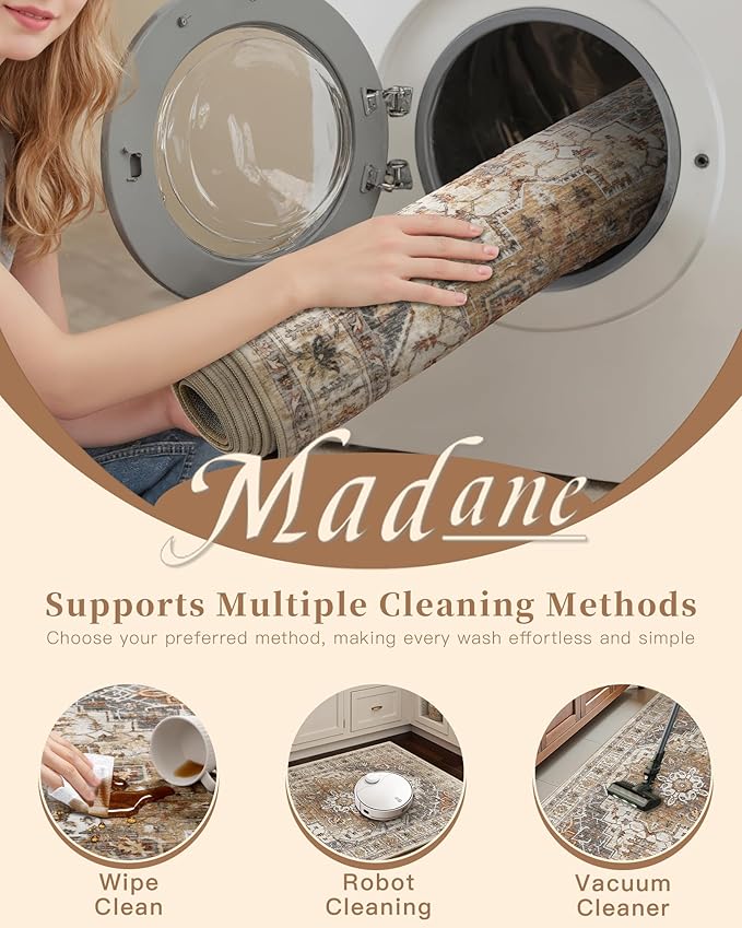 Madane 6x9 Area Rugs for Living Room, Stain Resistant Washable Rugs, Non-Slip - Image 8