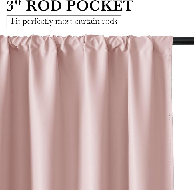 RYB HOME Bedroom Blackout Curtains 80 inches Long, 100% Blackout Thermal - Image 2