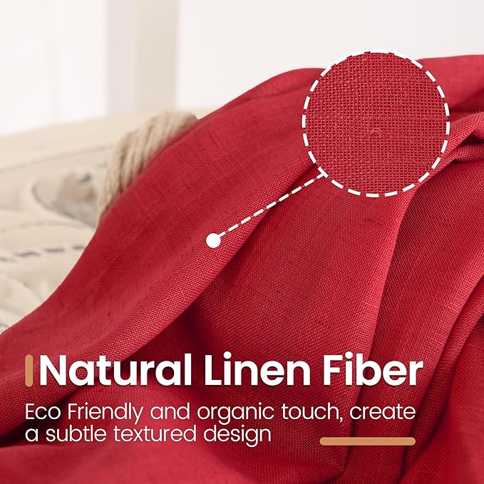 BGment Red Linen Curtains 63 Inches Long - Image 4