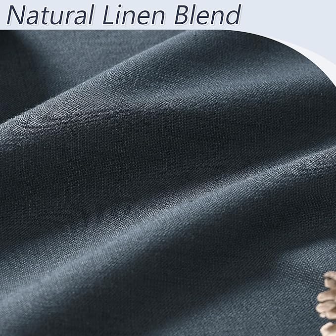 Guken 100% Blackout Linen Curtains 90 Inch Length 2 Panels Set - Image 3