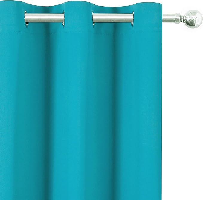LEMOMO Teal/Turquoise Blackout Curtains/42 x 63 Inch Length Kids Curtains/Set - Image 7