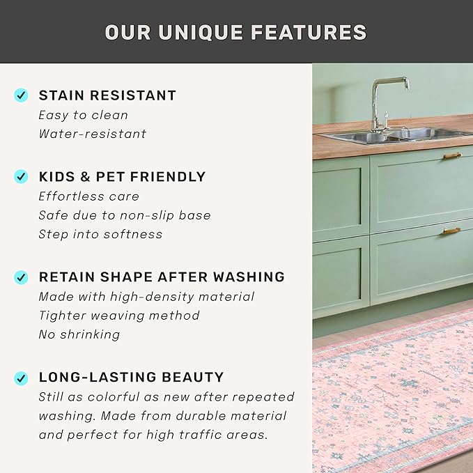 Washable 3x5 Pink Rugs for Girls Bedroom Beside Bed, Nursery Rug, Soft Faux - Image 7