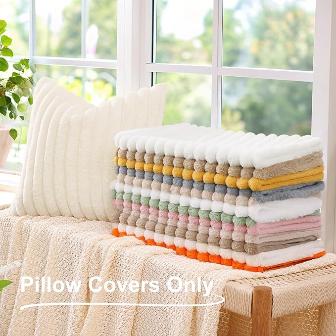 decorUhome Summer Cozy Faux Fur Throw Pillow Covers 16x16 Set of 2 Decorative - Image 8