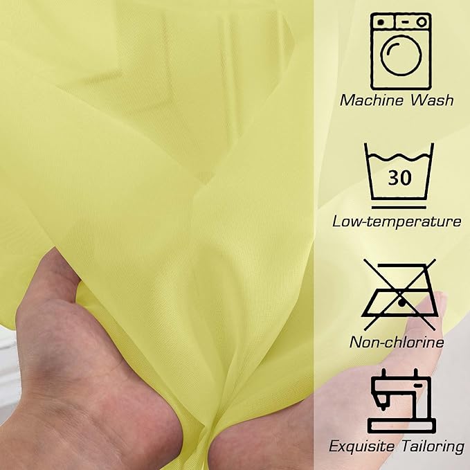 Simplebrand Lemon Sheer Curtains 72 Inches Long 2 Panels - Image 7