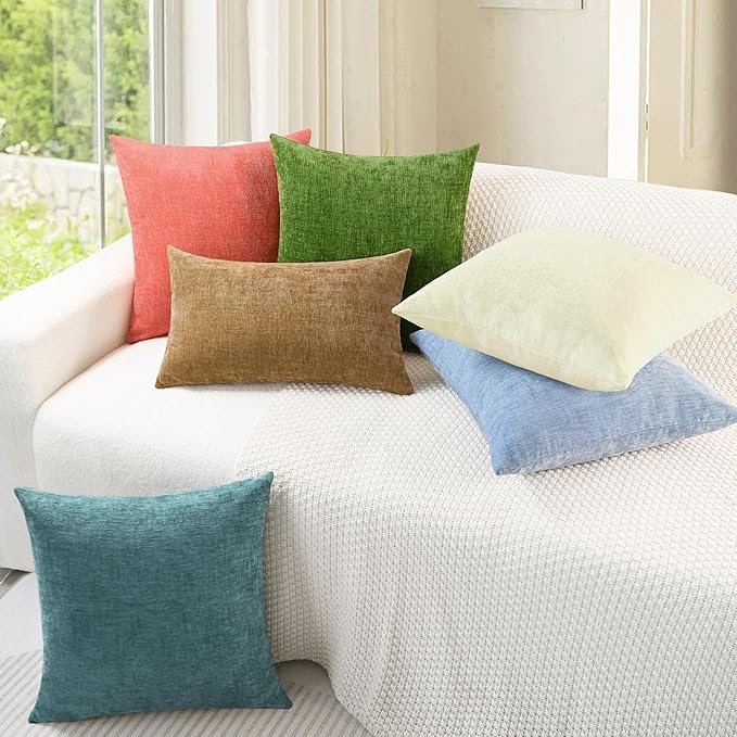 CaliTime Throw Pillow Covers Decorative 18 X 18 Inches Pack of 4 Cozy Chenille - Image 2