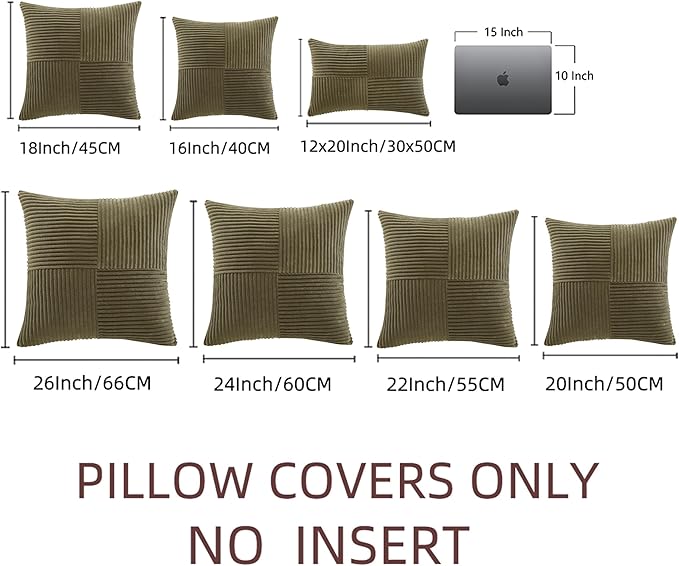 Fancy Homi 2 Packs Olive Green Decorative Throw Pillow Covers 18x18 Inch - Image 8