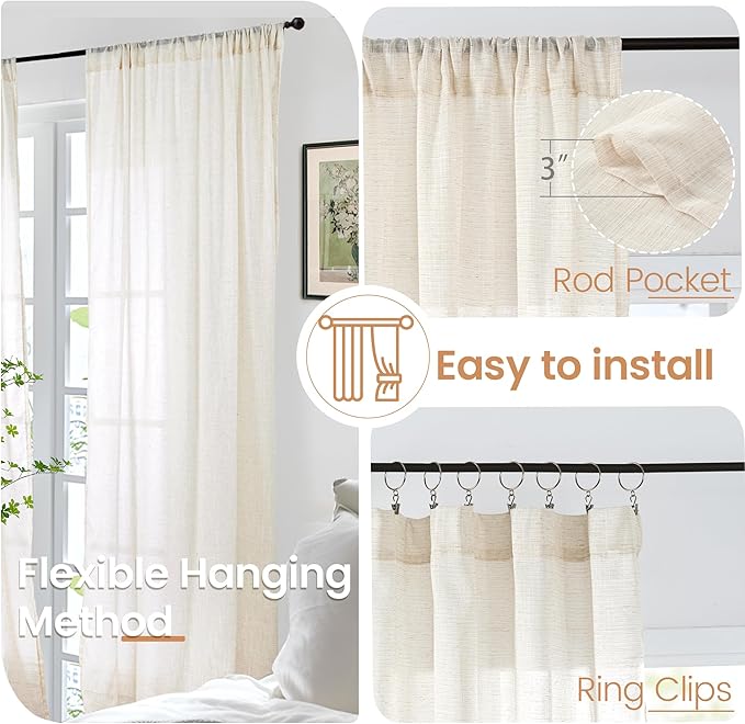 BGment Linen Kitchen Window Curtains Over Sink - Image 6