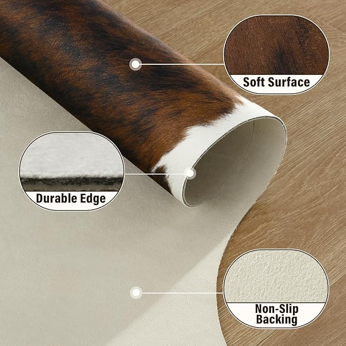 AROGAN Western Decor Faux Fur Cowhide Rug, 6.2x7 Feet Premium Animal Skin Cow - Image 8