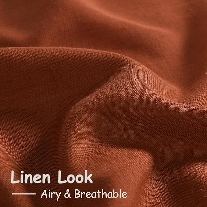 2 Panels Terracotta Linen Curtains 105 inches Long - Image 5