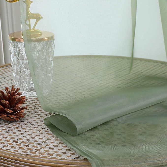OWENIE Sheer Sage Green Curtains, Sheer Curtains 63 inch Length 2 Panels Set - Image 6
