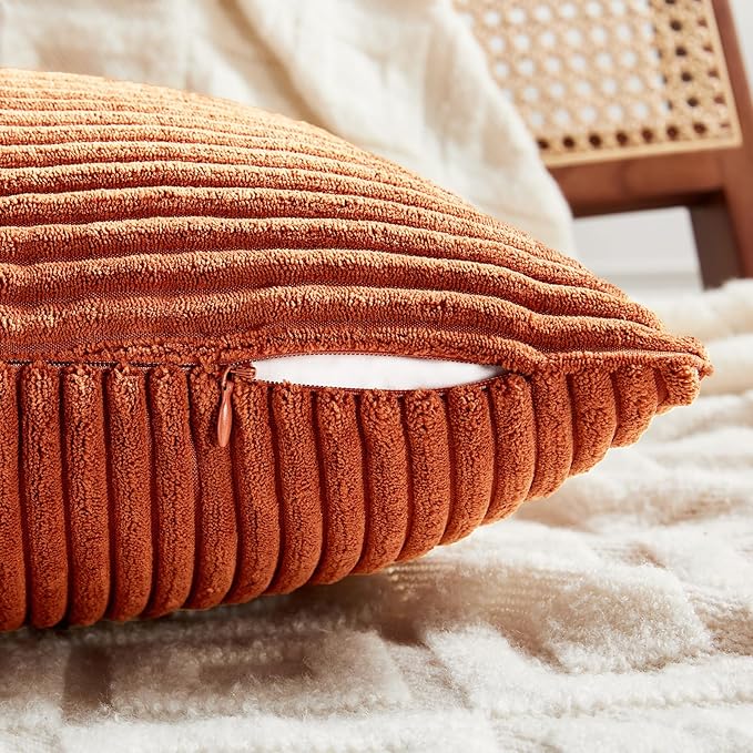 Fancy Homi Set of 2 Burnt Orange Lumbar Decorative Throw Pillow Covers 16x26 - Image 4
