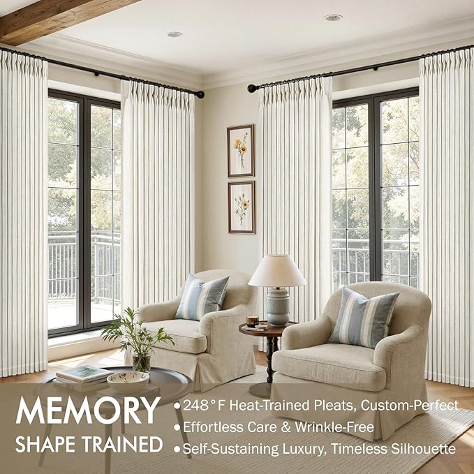 MIULEE Pinch Pleated Thick Linen Curtains 84 Inches Long 2 Panels - Image 2