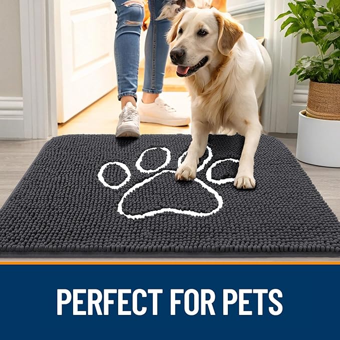OLANLY Dog Door Mat for Muddy Paws 47x32, Paw Print Design, Absorbs Moisture - Image 6