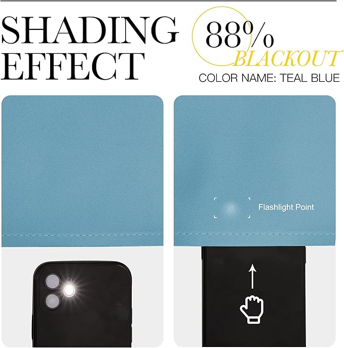 NICETOWN Teal Blue Blackout Curtains 90 inches Length - Image 4