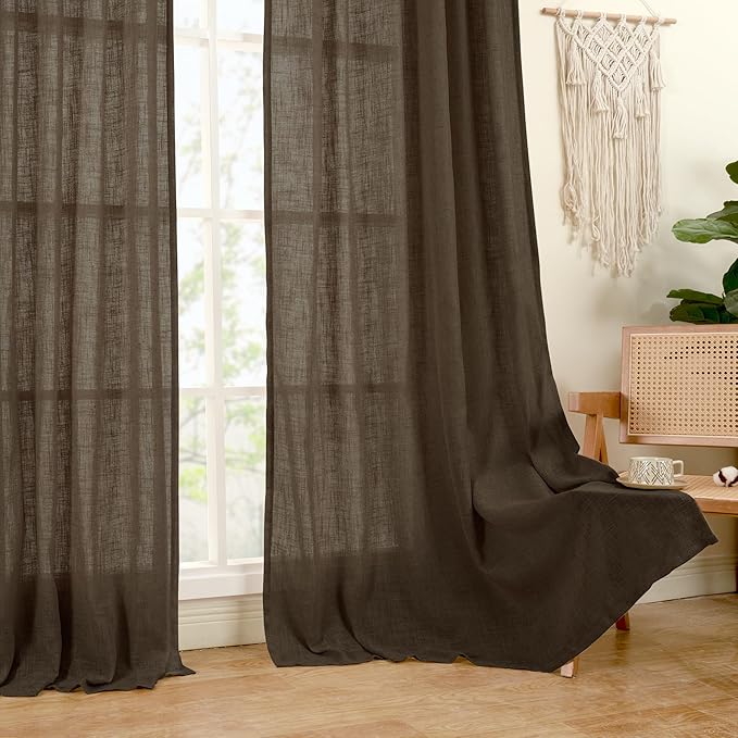 LAMIT Dark Brown Linen Curtains - Image 9
