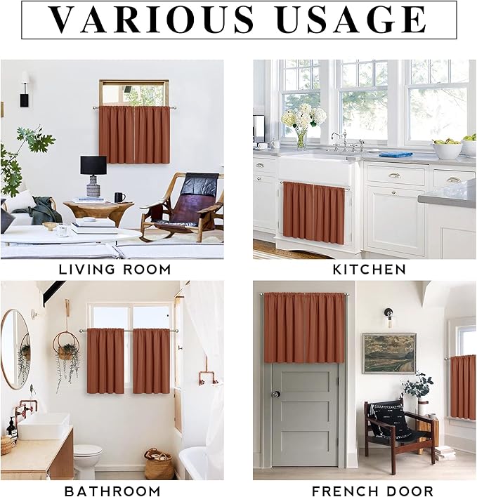 RYB HOME Kitchen Blackout Curtains Over Sink 36 inch Length, Rod Pocket Summer - Image 6