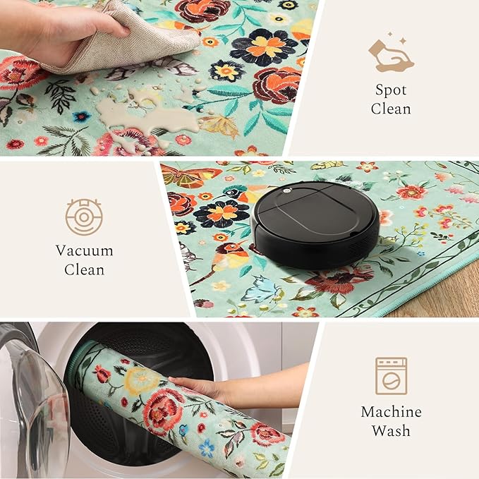 Rugflix 5x7 Washable Area Rug for Living Room, Soft Non Slip Low Pile Carpet - Image 5