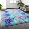 Large Shag Area Rugs 6 x 9, Tie-Dyed Plush Fuzzy Rugs by Deerhoo