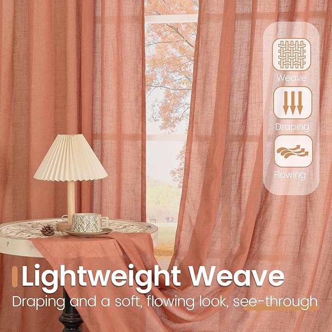 BGment Boho Terracotta Linen Curtains - Image 4