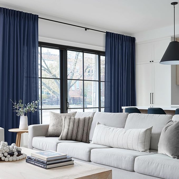 Navy Blue Curtains 108 inch Length - Image 7