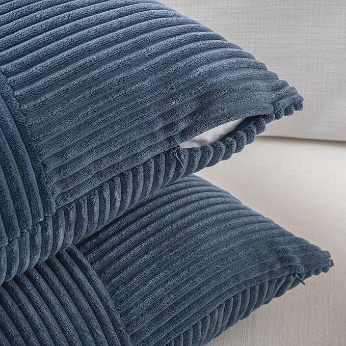 Fancy Homi 2 Packs Dusty Blue Euro Decorative Throw Pillow Covers 28x28 Inch - Image 4