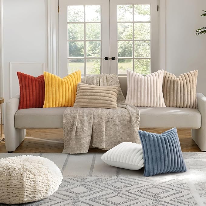 decorUhome Cozy Faux Fur Throw Pillow Covers 16x16 Set of 2 Decorative Soft - Image 7
