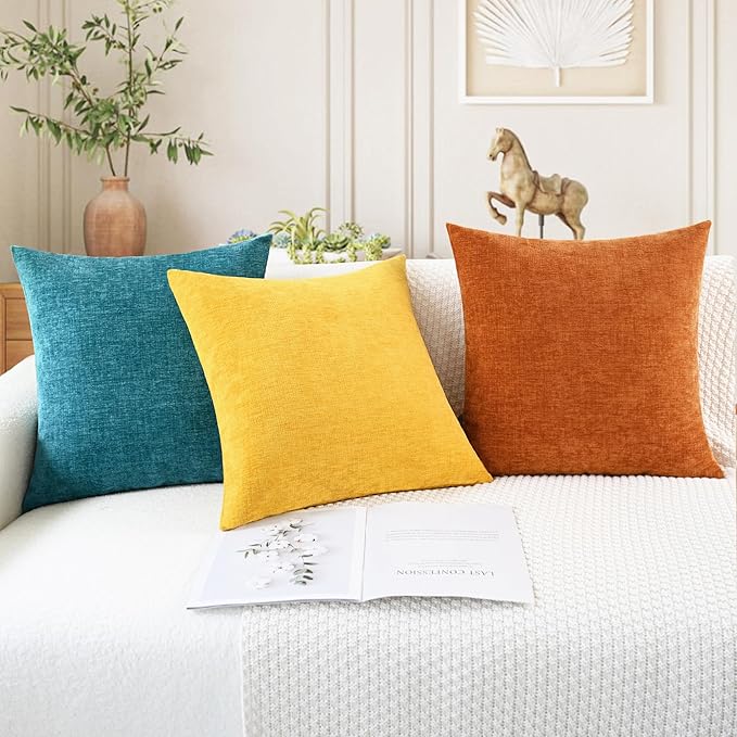 CaliTime Throw Pillow Covers Decorative 18 X 18 Inches Pack of 4 Cozy Chenille - Image 5