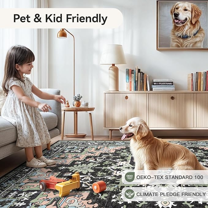 5x7 Area Rugs, Vintage Washable Area Rug - Image 6